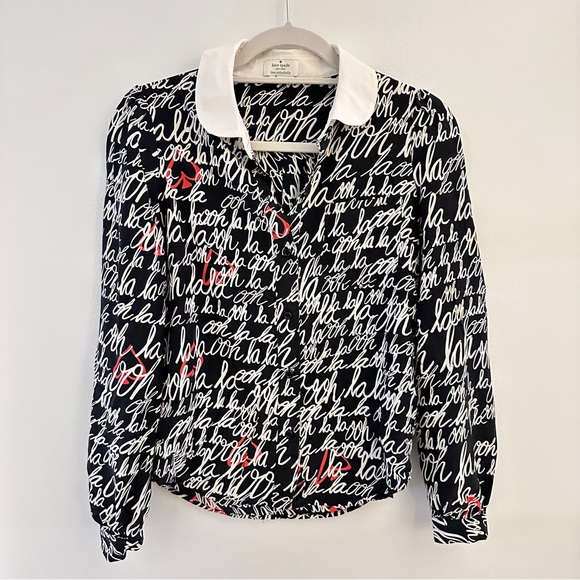 Kate spade women’s fun print button up blouse SZ XS - Picture 1 of 7